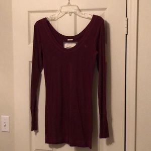Maroon Abercrombie and Fitch Long Sleeve Shirt